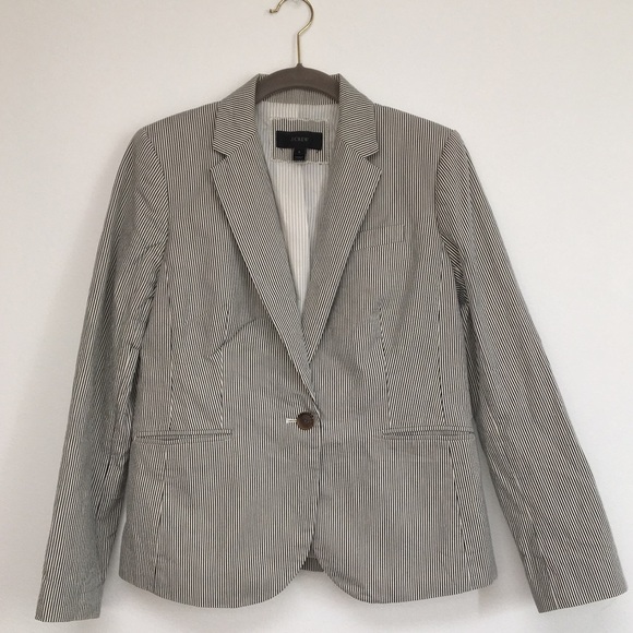 J Crew Black and White Stripe Button Blazer women’s size 8 NWOT - Picture 1 of 7